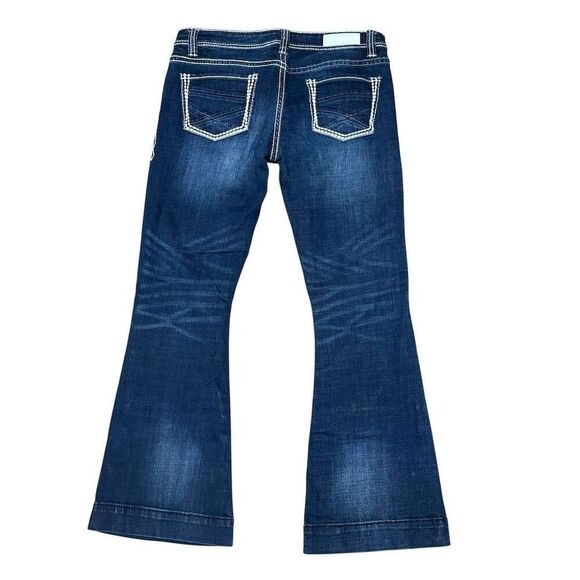 Rock & Roll Cowgirl Women's Wide-Leg Jeans 32x32 dark Wash Blue Denim - Picture 1 of 12